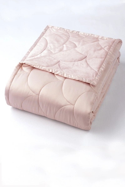 Shop Climarest Nikki Chu Queen Velvet/satin Reversible Blanket In Rose