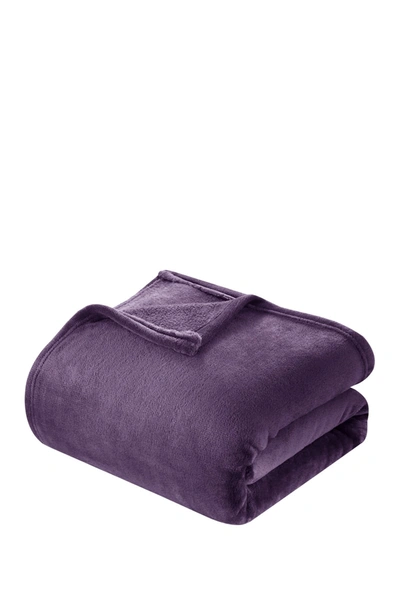 Shop Chic Home Bedding Full/queen Savaya Fleece Blanket In Plum