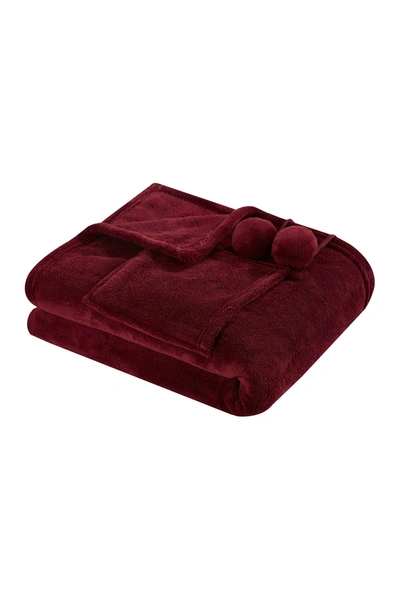 Shop Chic Home Bedding Bruin Soft Plush Fleece Wrap In Burgundy