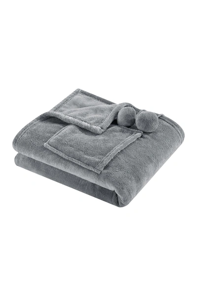 Shop Chic Home Bedding Bruin Soft Plush Fleece Wrap In Grey