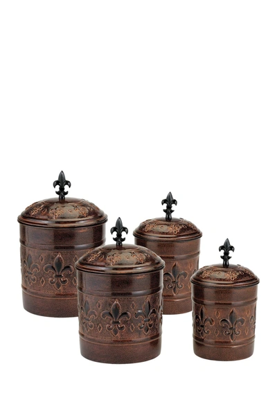 Shop Odi Housewares Versailles Canister 4-piece Set In Dark Brown