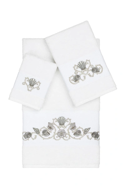 Shop Linum Home Bella 3-piece Embellished Towel Set In White