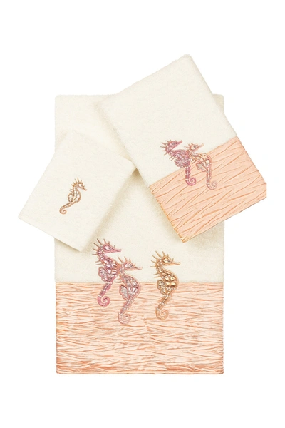 Shop Linum Home Sofia 3-piece Embellished Towel Set In Cream