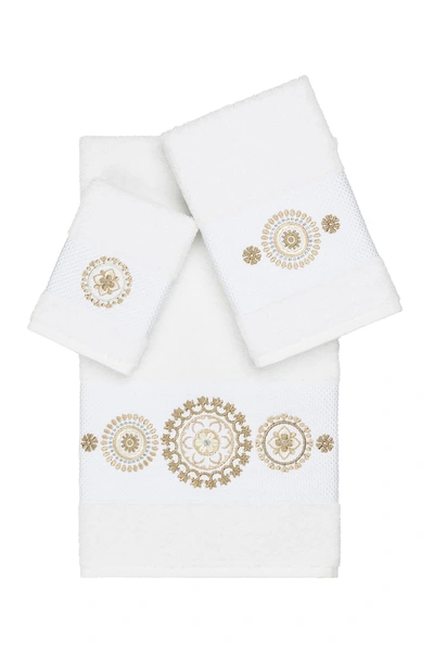 Linum Home Isabelle 3-piece Embellished Towel Set In White