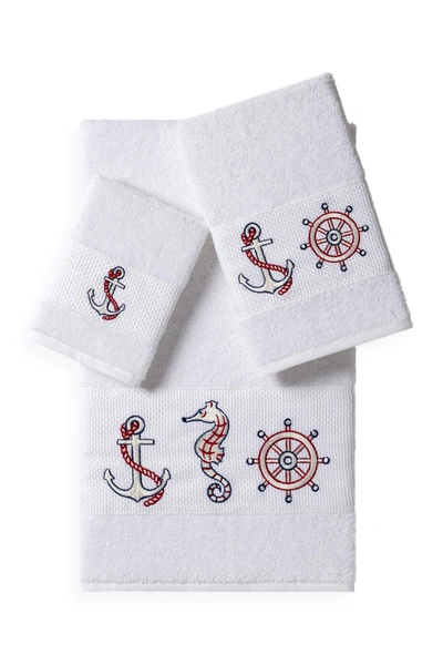 Shop Linum Home Easton 3-piece Embellished Towel Set In White