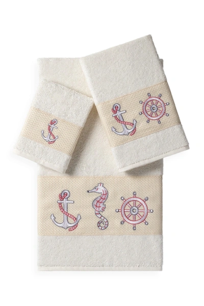 Shop Linum Home Easton 3-piece Embellished Towel Set In Cream