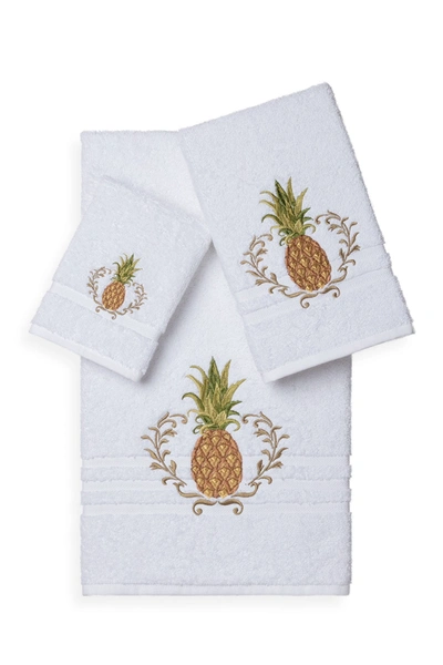 Shop Linum Home Welcome 3-piece Embellished Towel Set In White