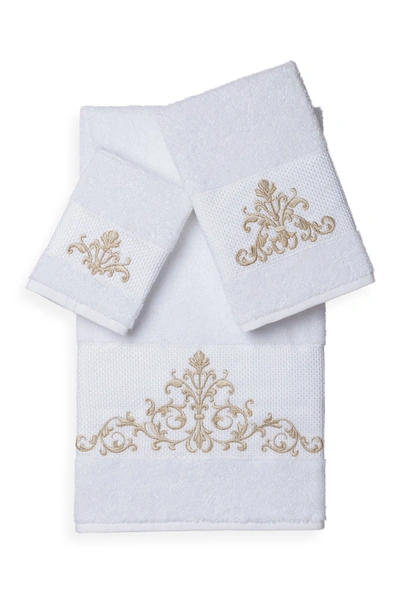 Shop Linum Home Scarlet 3-piece Embellished Towel Set In White