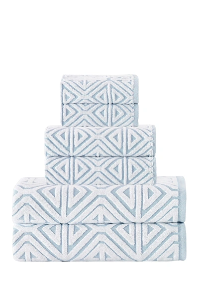 Shop Enchante Home Glamour Turkish Cotton 6-piece Towel Set In Turquoise
