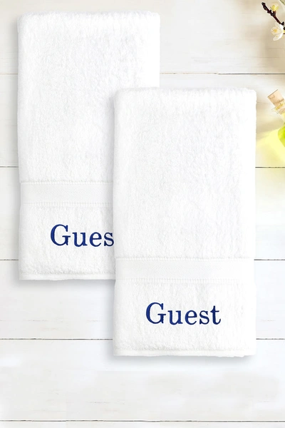 Linum Home 100% Turkish Cotton "guest" 2-pc. Hand Towel Set Bedding In White