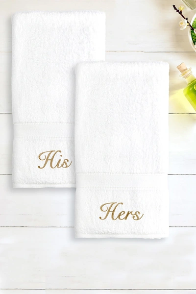 Shop Linum Home "his" And "hers" 2-piece Hand Towel Set In White