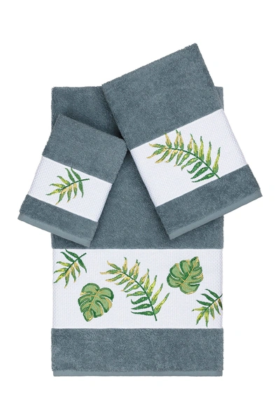 Linum Home Zoe 3-piece Embellished Towel Set In Teal