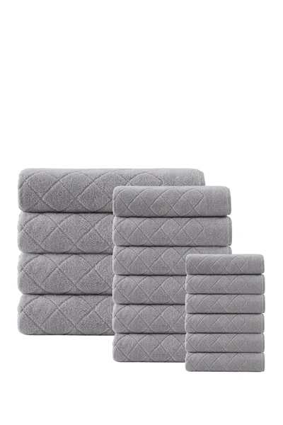 Shop Enchante Home Gracious Turkish Cotton 16-piece Towel Set In Silver