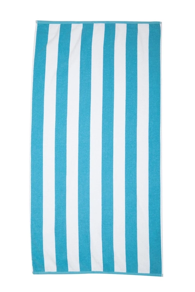 Shop Apollo Towels Rugby Striped Beach Towel In Turquoise-white