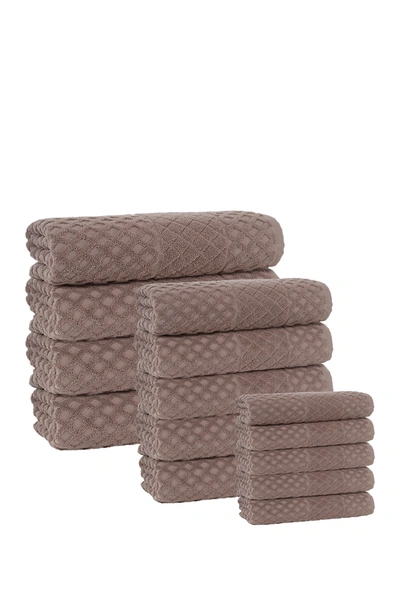 Shop Enchante Home Glossy Turkish Cotton 16-piece Towel Set In Sand
