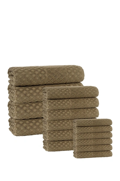 Shop Enchante Home Glossy Turkish Cotton 16-piece Towel Set In Olive