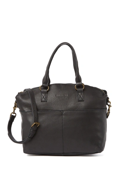 Shop American Leather Co. Carrie Dome Satchel In Black Smooth