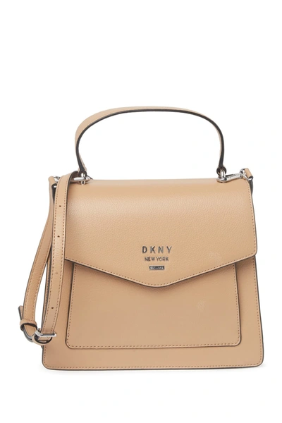 Shop Dkny Whitney Leather Satchel Bag In Latte