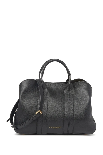 Shop Donna Karan Perry Leather Large Satchel In Blk/gold