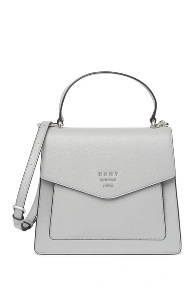 Shop Dkny Whitney Leather Satchel Bag In Grey Melange