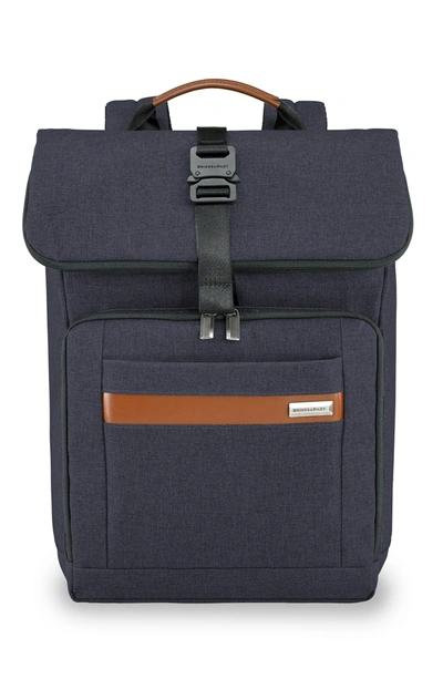 Shop Briggs & Riley Medium Rfid Pocket Foldover Laptop Backpack In Navy