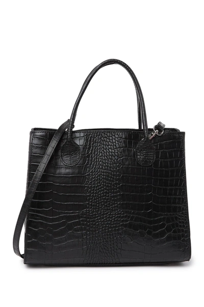 Shop Giulia Massari Embossed Croc Tote In Black