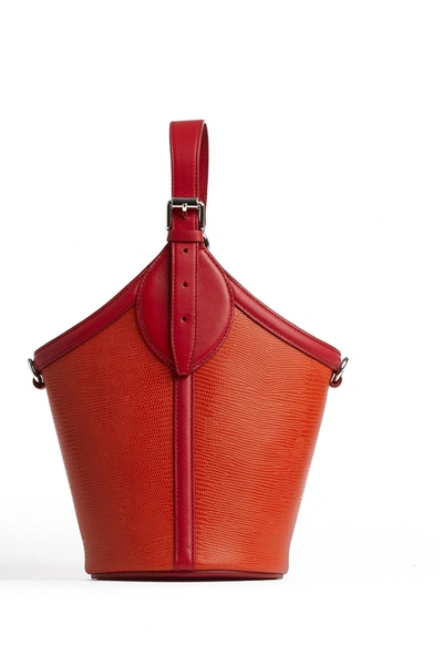 Shop Rebecca Minkoff Pippa Leather Top Handle Bucket Bag In Burnt Oran
