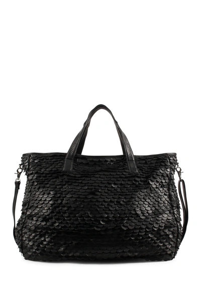 Shop Day & Mood Jamie Leather Scalloped Weekend Bag In Black