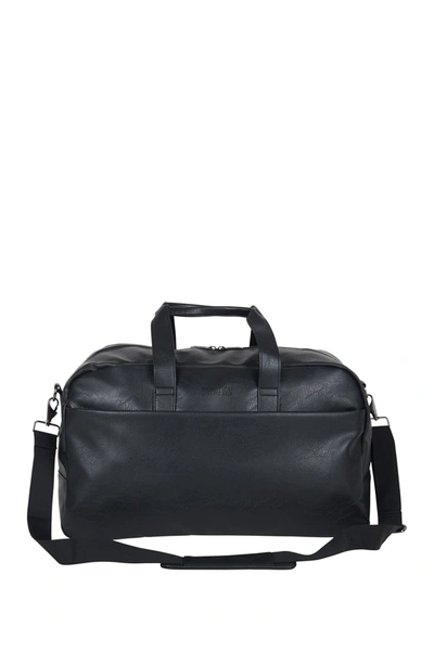 Shop Kenneth Cole Pebbled Faux Leather Duffel Bag In Black