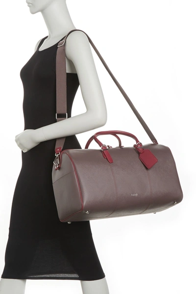 Shop Lipault Classic Duffel Bag In Grey/raspberry