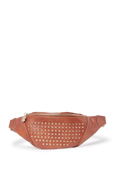 Shop Vince Camuto Pyramid Stud Belt Bag In Brown Gold