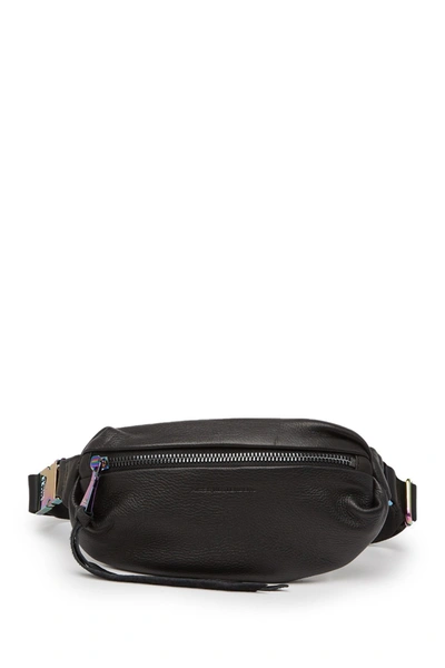 Shop Aimee Kestenberg Milan Leather Belt Bag In Black W/ Iridescent