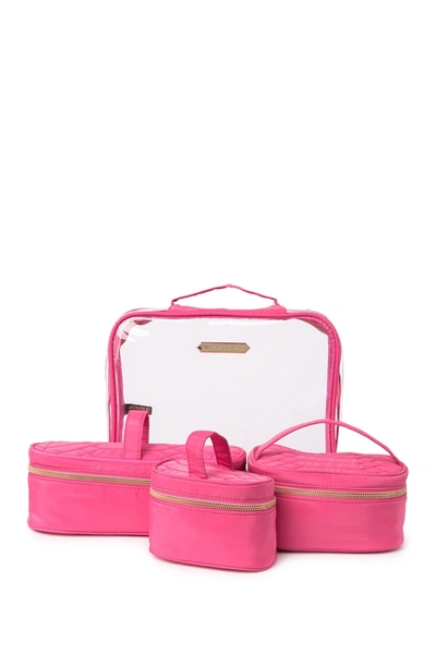 Shop Aimee Kestenberg Hazel Transparent Cosmetic Travel Case Set In Bright Pink Scene St