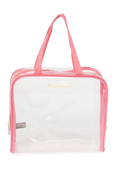 Shop Aimee Kestenberg Chloe Transparent Tote Set In Bright Pink W/ Gold