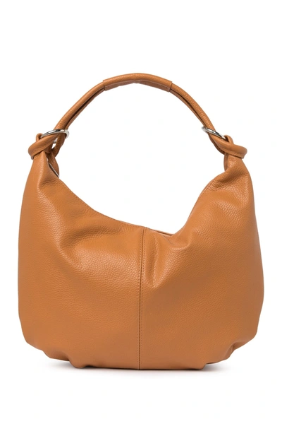 Shop Giulia Massari Top Handle Leather Shoulder Bag In Cognac