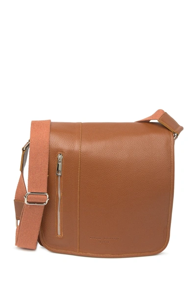 Shop Maison Heritage Leather Zipper Flap Shoulder Bag In Brown
