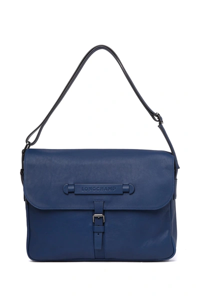 Shop Longchamp Leather Messenger Shoulder Bag In Blue