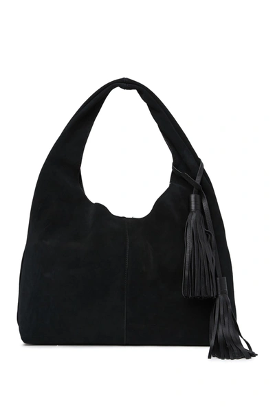Shop Rachel Zoe Mitchel Suede Hobo Bag In Black Suede Leather