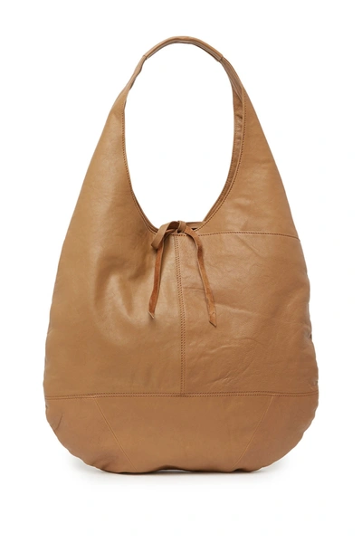Shop Lucky Brand Mia Leather Hobo Bag In Sandy