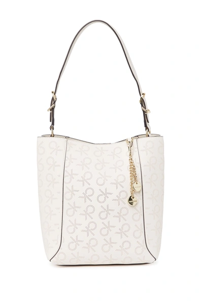 Calvin Klein Denver Perforated Montego Logo Hobo Shoulder Bag In White Comb  | ModeSens