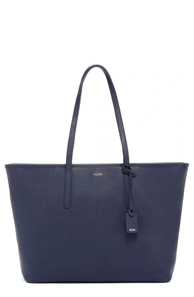 Shop Tumi Everyday Saffiano Leather Tote In Navy