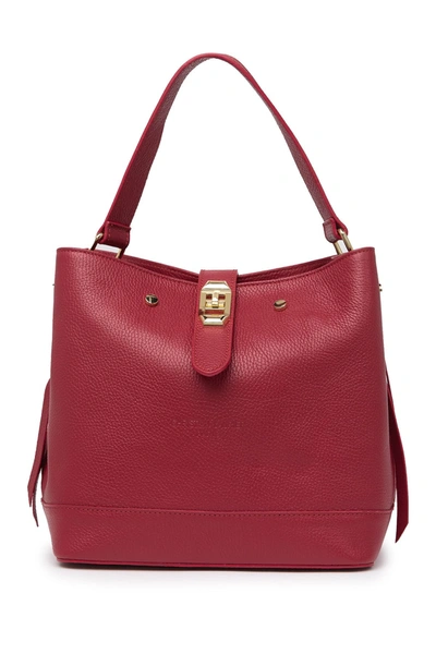 Christian Laurier Avril Leather Bucket Bag In Red | ModeSens