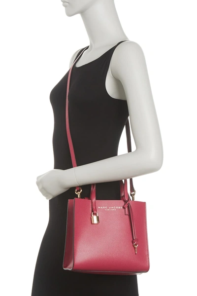 Shop Marc Jacobs Mini Grind Coated Leather Tote In Radish