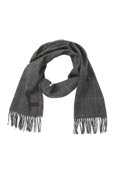 Hickey Freeman Glen Plaid Cashmere Scarf In Grey/black