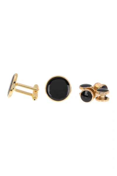 Shop Hart Schaffner Marx Gold Plated Whale Back Cuff Links In Black