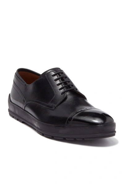 Shop Bally Reigan Leather Cap Toe Derby In 0100 Black