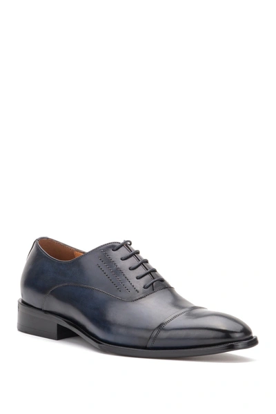 Shop Vintage Foundry Pence Cap Toe Leather Oxford In Navy