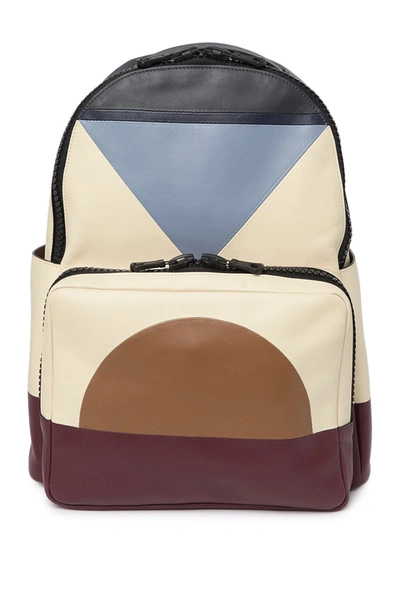 Shop Valentino Leather Colorblock Backpack In Bw/dgrey/rubin/wy/in