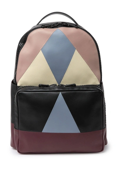 Shop Valentino Leather Colorblock Backpack In Nero/rubin/blush/lsk