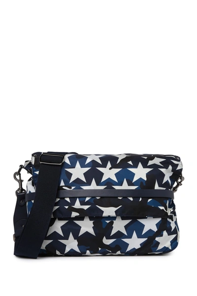Shop Valentino Star Print Messenger Bag In Marine/light Ivory/m